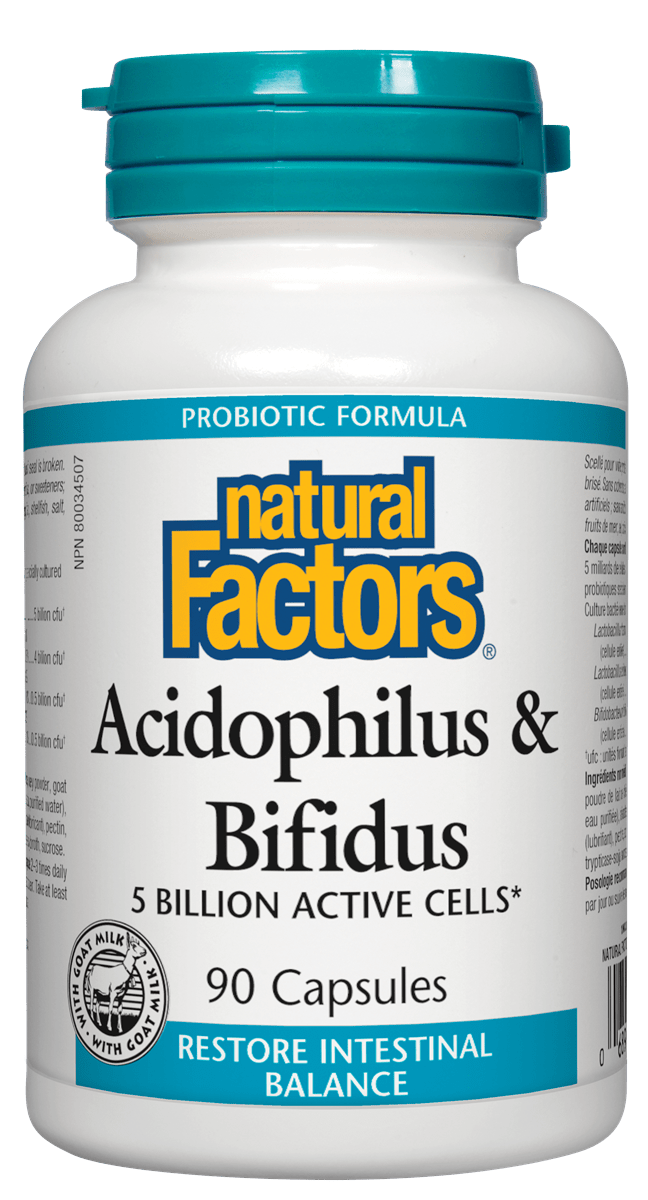 Natural Factors Acidophilus and Bifidus 5 Billion 90 Capsules