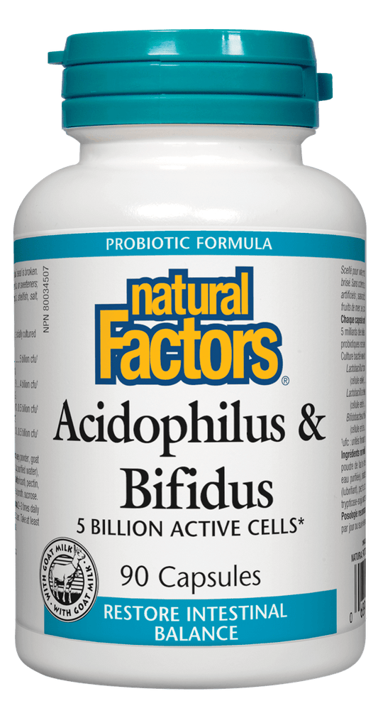 Natural Factors Acidophilus and Bifidus 5 Billion 90 Capsules