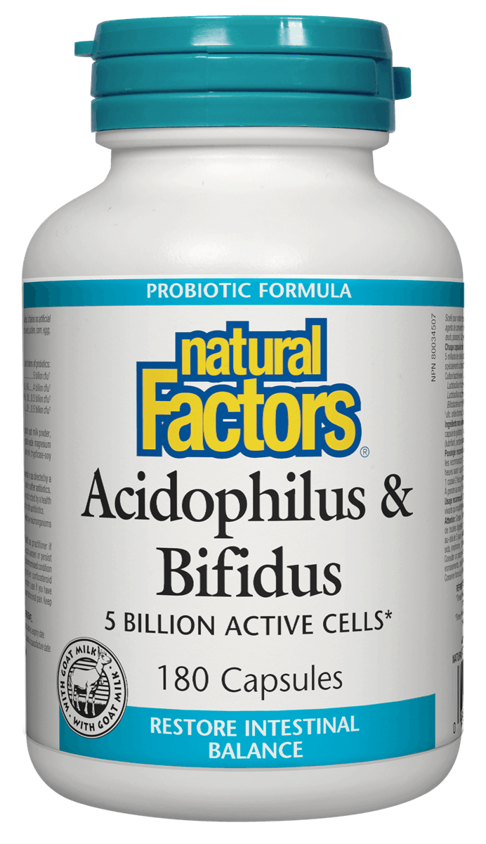 Natural Factors Acidophilus & Bifidus 5 Billion 180 Capsules