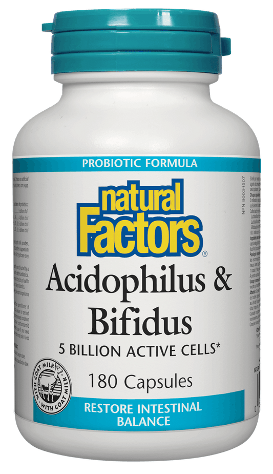 Natural Factors Acidophilus & Bifidus 5 Billion 180 Capsules