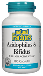 Natural Factors Acidophilus & Bifidus 5 Billion 180 Capsules