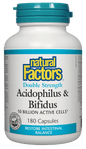 Natural Factors Acidophilus & Bifidus 10 Billion Double Strength 180 Capsules