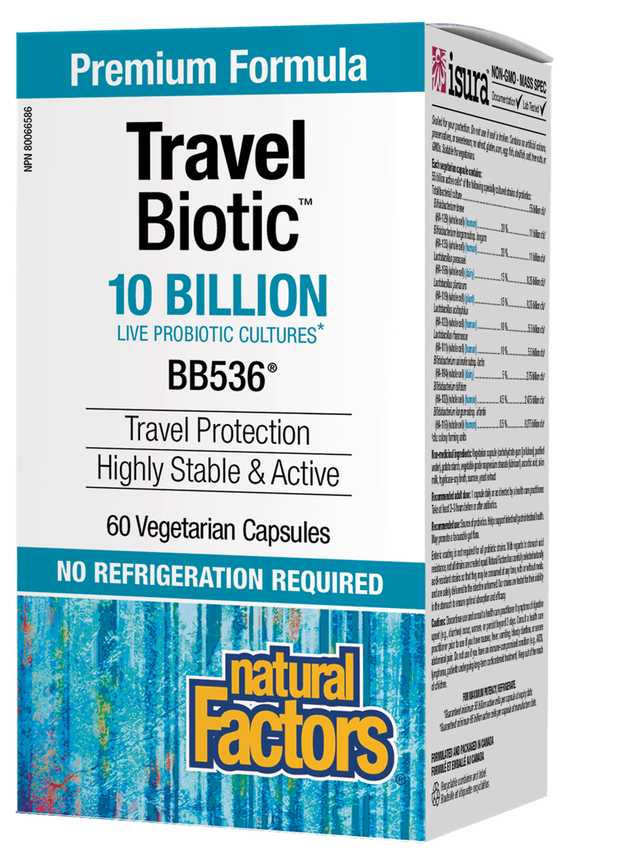 Natural Factors Travel Biotic BB536 10 Billion 60 V-Capsules