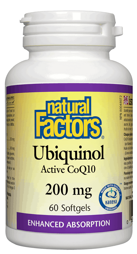 Natural Factors Ubiquinol QH Active CoQ10 200mg 60 Softgels