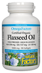 Natural Factors Certified Organic Flaxseed Oil 1000mg 90 Softgels