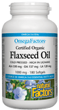 Natural Factors Certified Organic Flaxseed Oil 1000mg 180 Softgels