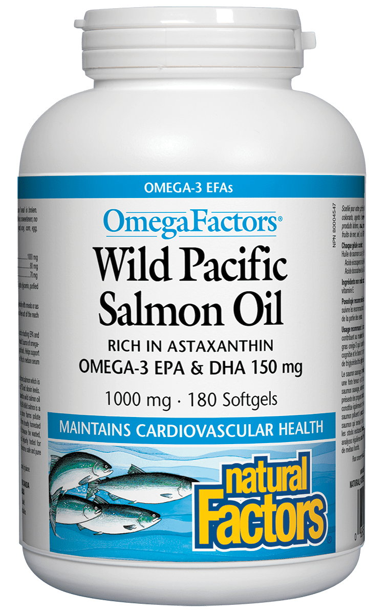Natural Factors Wild Pacific Salmon Oil 1000mg 180 sgls