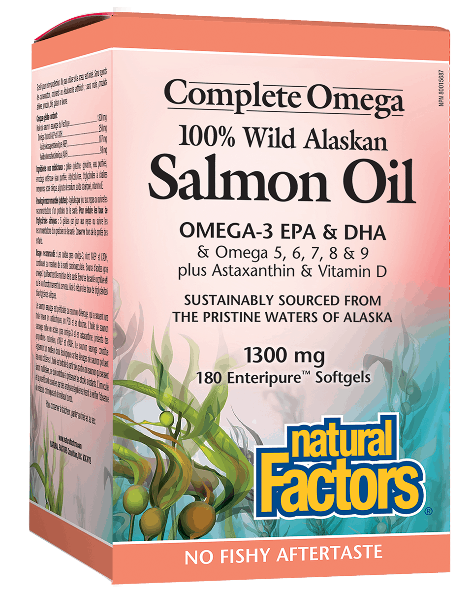 Natural Factors 100% Wild Alaskan Salmon Oil 180 Softgels