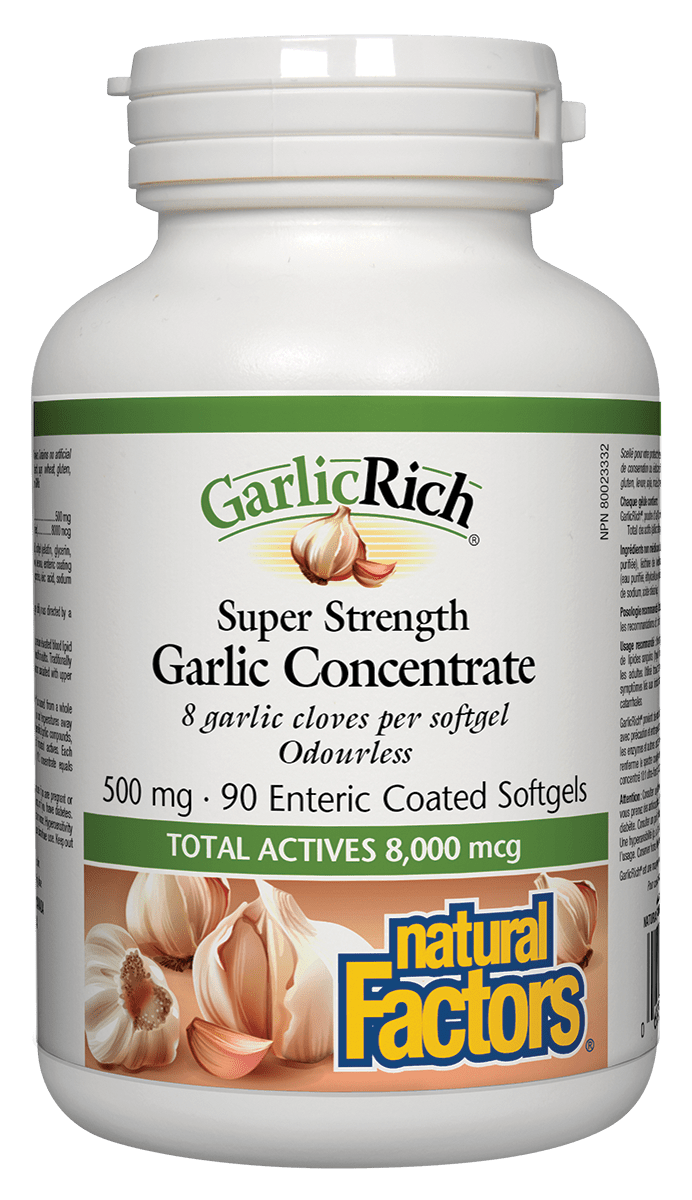 Natural Factors GarlicRich Super Strength Garlic Concentrate 500mg 90 Softgels