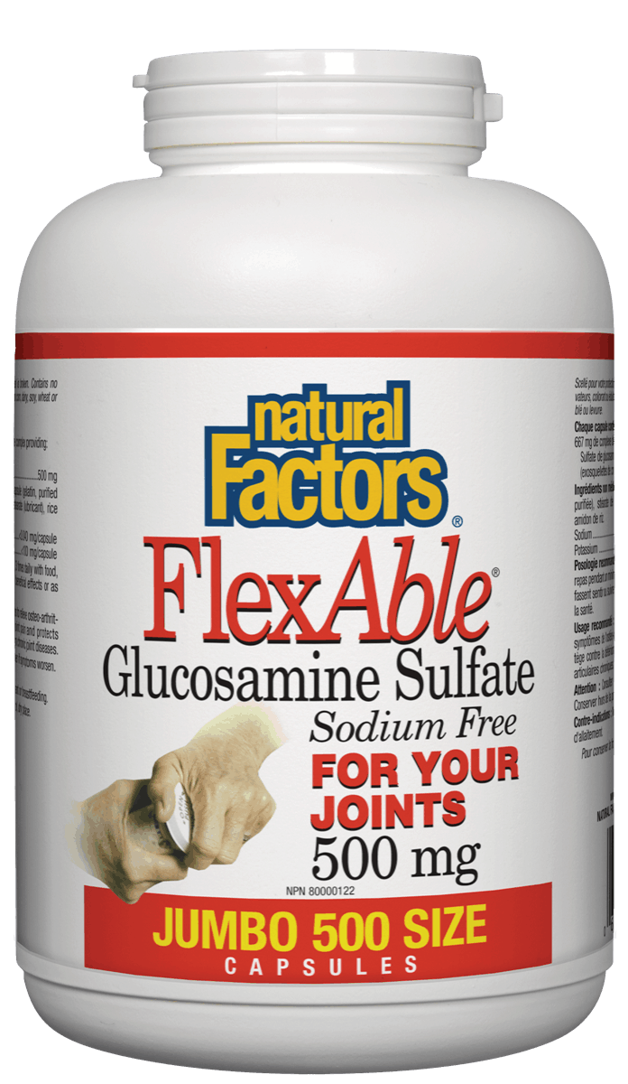 Natural Factors FlexAble & Trade Glucosamine Sulfate Sodium Free 500 Capsules