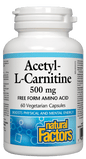 Natural Factors Acetyl-L-Carnitine 500mg 60 V-Capsules