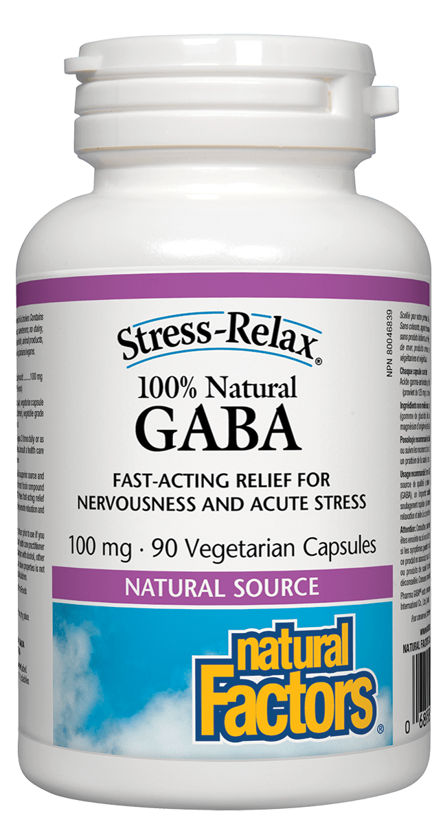 Natural Factors Stress-Relax & Trade 100% Natural GABA 100mg 90 Capsules