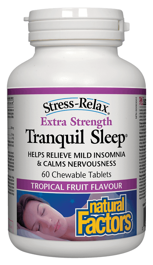 Natural Factors Tranquil Sleep Tropical Fruit Flavour 60 Chewable Tablets