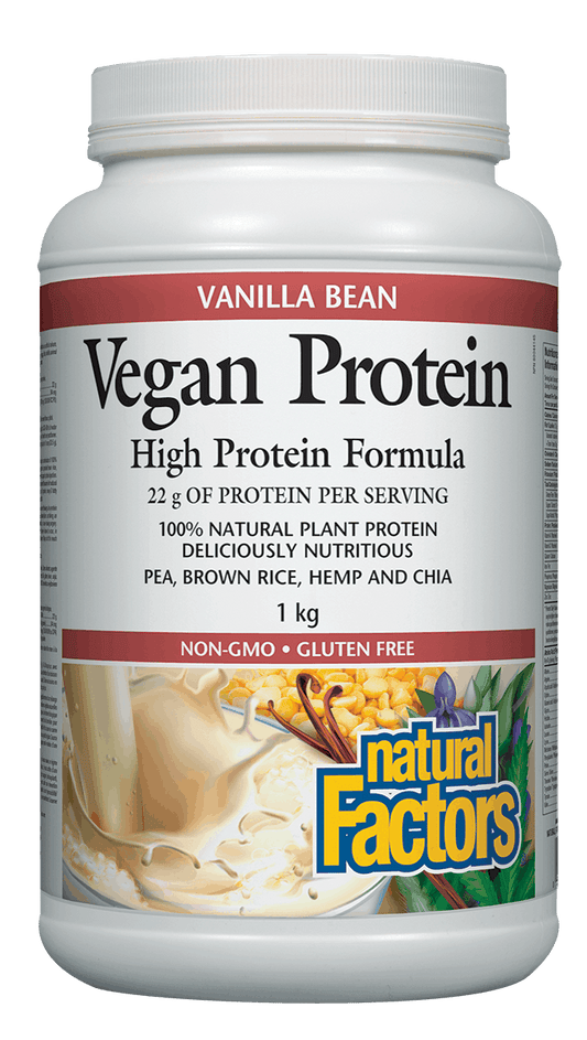 Natural Factors Vegan Protein Vanilla Bean Flavour 1kg Powder