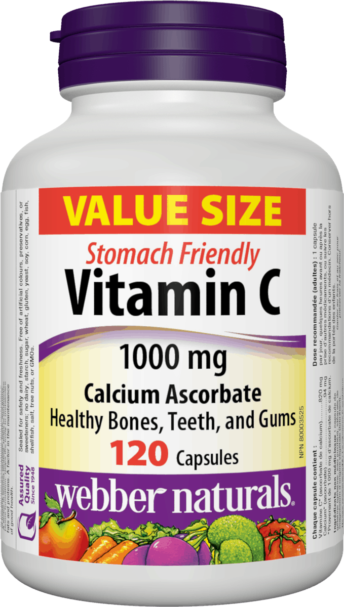 Webber Naturals Stomach Friendly Vitamin C 1000 mg 120 capsules (Value Size)