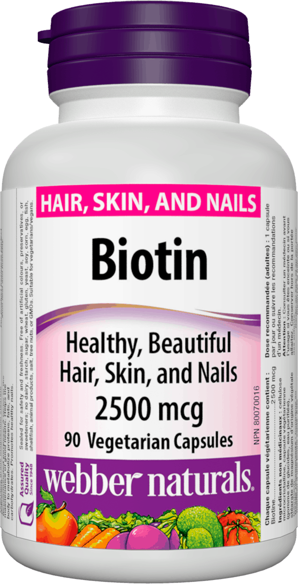 Webber Naturals  Biotin 2500 mcg, 90 Vegetarian Capsules