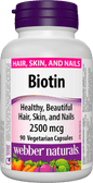 Webber Naturals  Biotin 2500 mcg, 90 Vegetarian Capsules