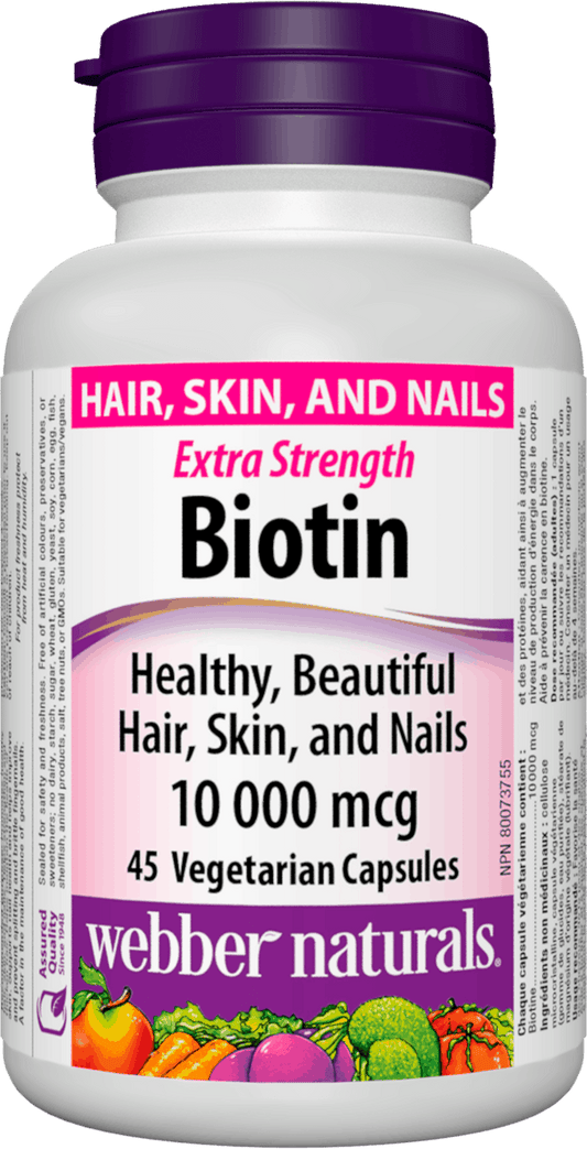 Webber Naturals Biotin 10000mcg ,45 veg caps