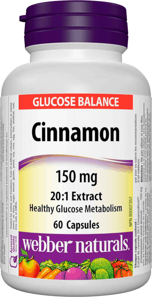 Webber Naturals Cinnamon Extract 150 mg, 60caps