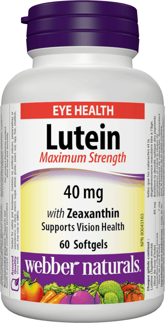 Webber Naturals Lutein with Zeaxanthin Maximum Strength, 40mg, 60 softgels