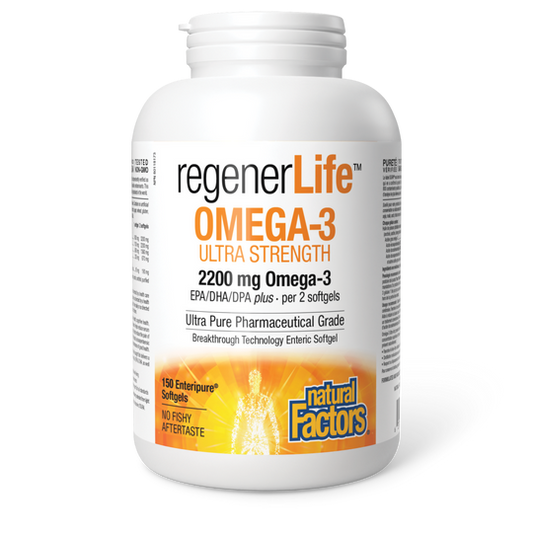 Natural Factors RegenerLife Omega-3 2200mg 150 Enteripure Sofegels