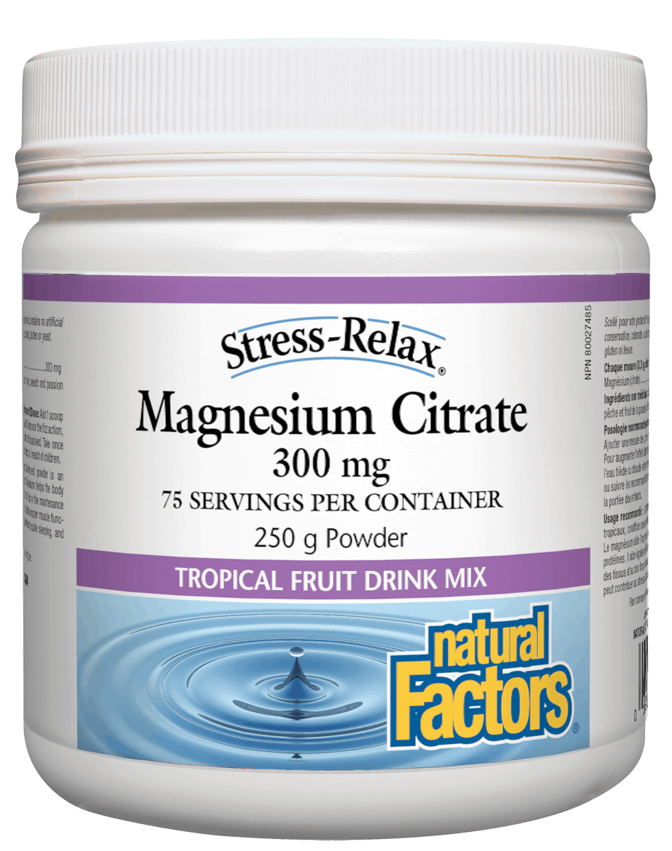 Natural Factors Magnesium Citrate 300mg Tropical Fruit 250g