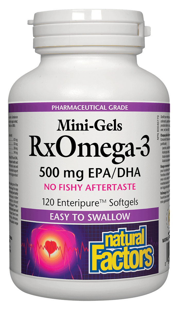Natural Factors RxOmega-3 Mini Gels 500mg 120 Softgels