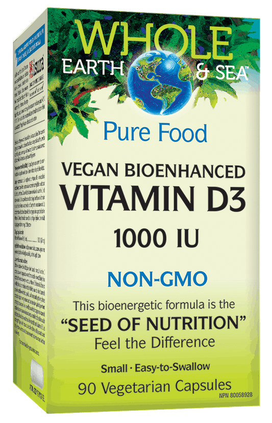 Natural Factores Whole Earth & Sea Beet Vegan Bioenhanced Vitamin D3 1000IU 90 V-Capsules