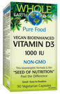 Natural Factores Whole Earth & Sea Beet Vegan Bioenhanced Vitamin D3 1000IU 90 V-Capsules