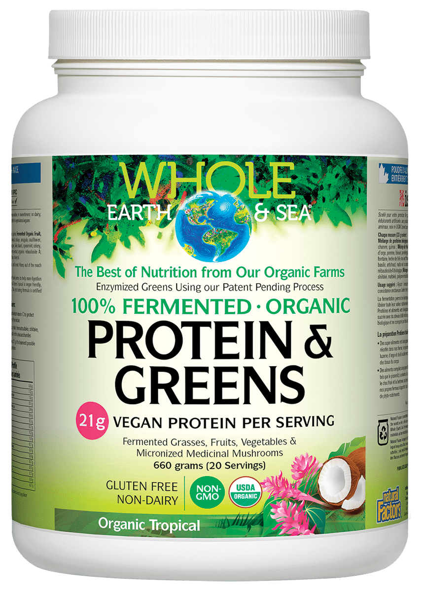 Natural Factors Whole Earth & Sea Fermented Protein & Greens 660g Tropical