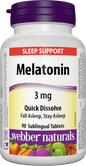 Webber Naturals Melatonin Easy Dissolve, 3 mg, 90 sublingual tabs