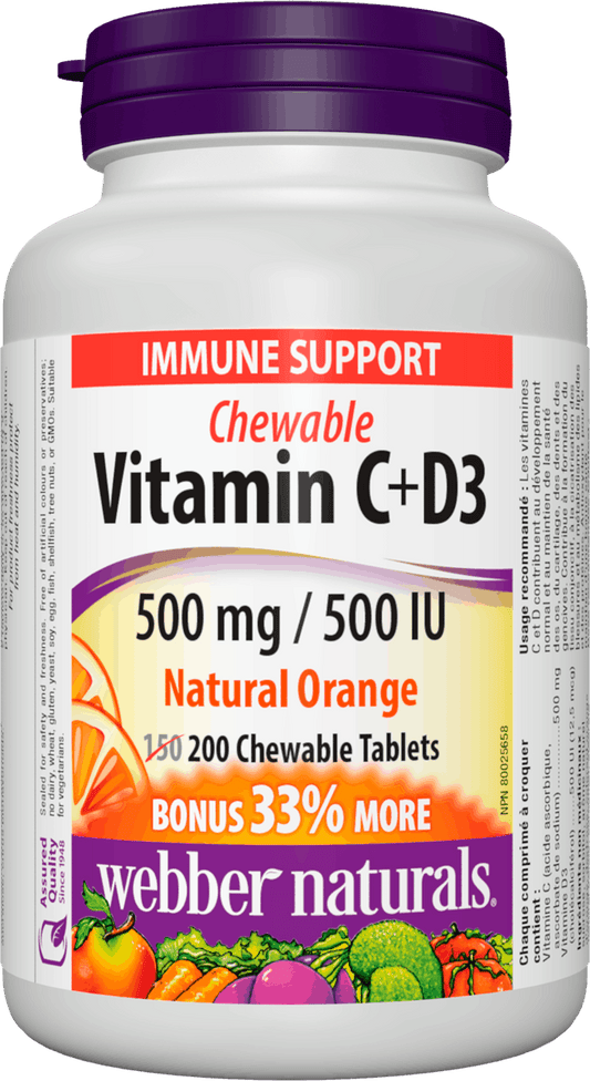 Webber Naturals Vitamin C + D3 500 mg/500IU