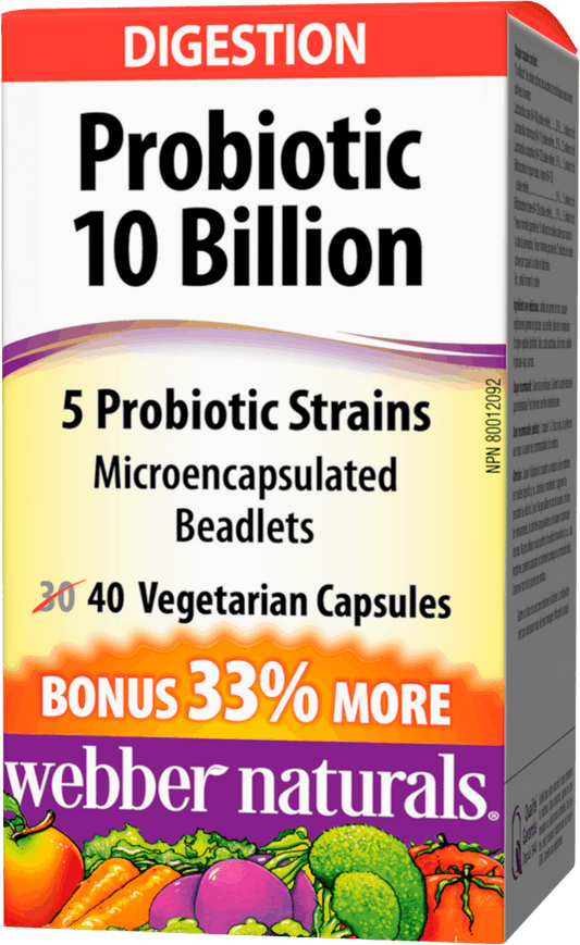 Webber Naturals Complete Probiotic, Multi Strain, Double Strength 10 billion active cells, 40caps
