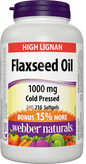 Webber Naturals Flaxseed Oil Cold Pressed, 1000 mg, 210 Softgels Bonus