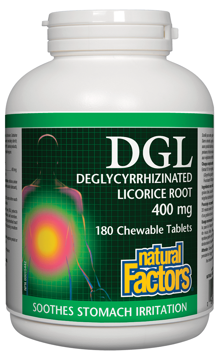 Natural Factors DGL Deglycyrrhizinated Licorice Root Extract 180 Tablets