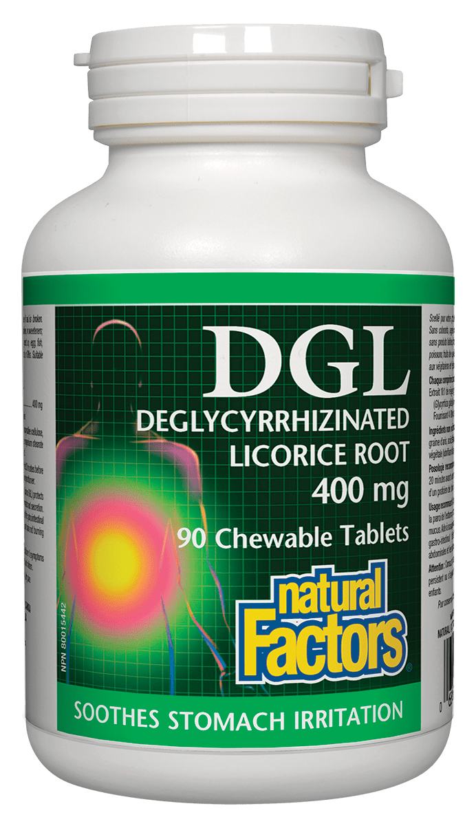 Natural Factors DGL Deglycyrrhizinated Licorice Root Extract 90 Tablets