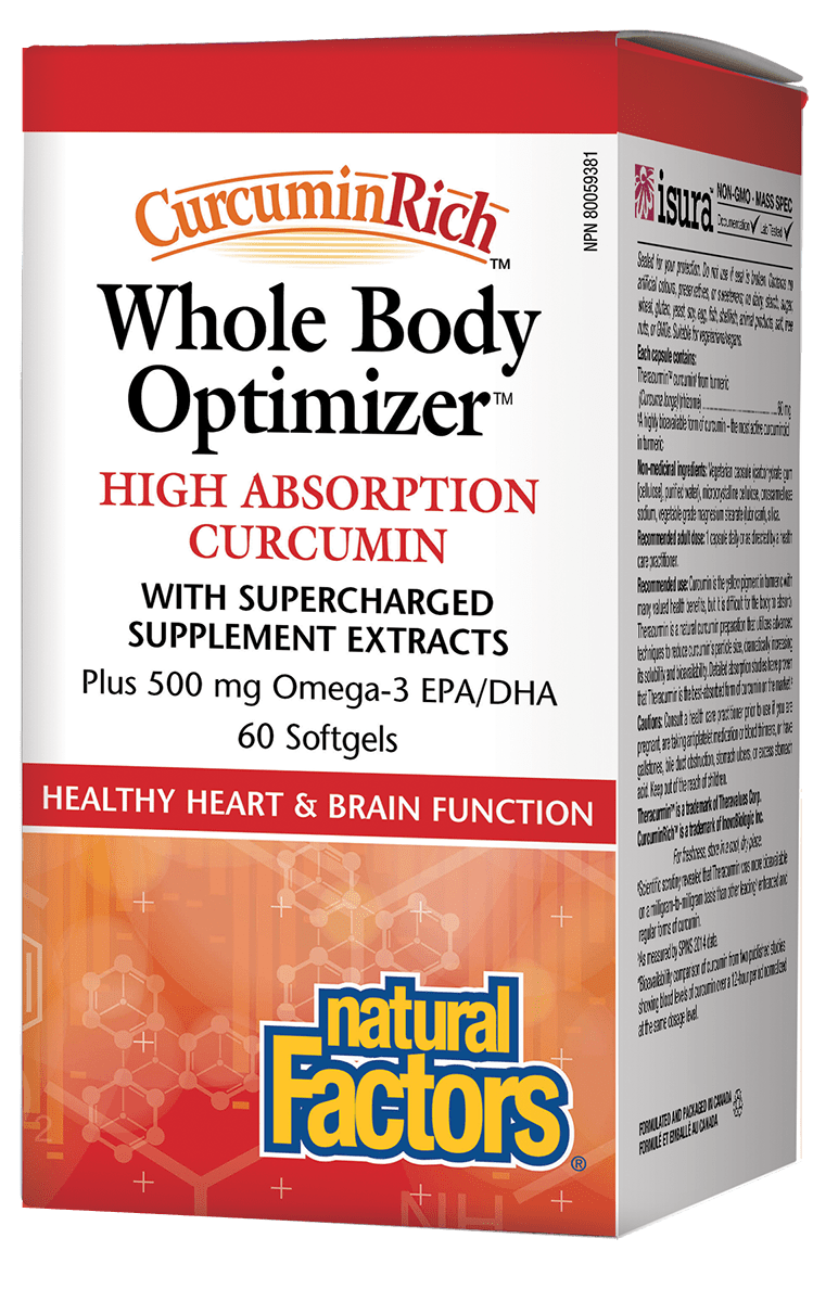 Natural Factors Whole Body Optimizer, High Absorption Curcumin 60 Softgels
