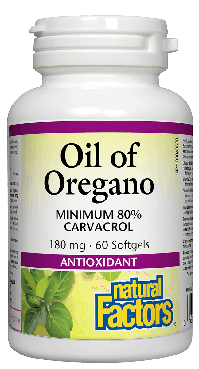 Natural Factors Organic Oil of Oregano 180mg 60 Softgels