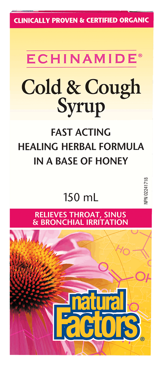 Natural Factors ECHINAMIDE & Trade Cough and Cold Syrup 150mL