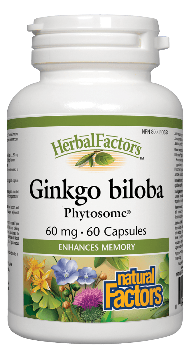 Natural Factors Ginkgo Biloba PHYTOSOME & Trade 60mg 60 Capsules