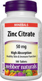 Webber Naturals Zinc Citrate, 50mg, 180 tablets