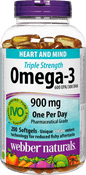 Webber Naturals Triple Concentration Omega-3 900mg, 200 softgels