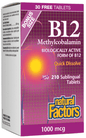 Natural Factors Vitamin B-12 Methylcobalamin 1000mcg Bonus 210 Sublingual Tablets