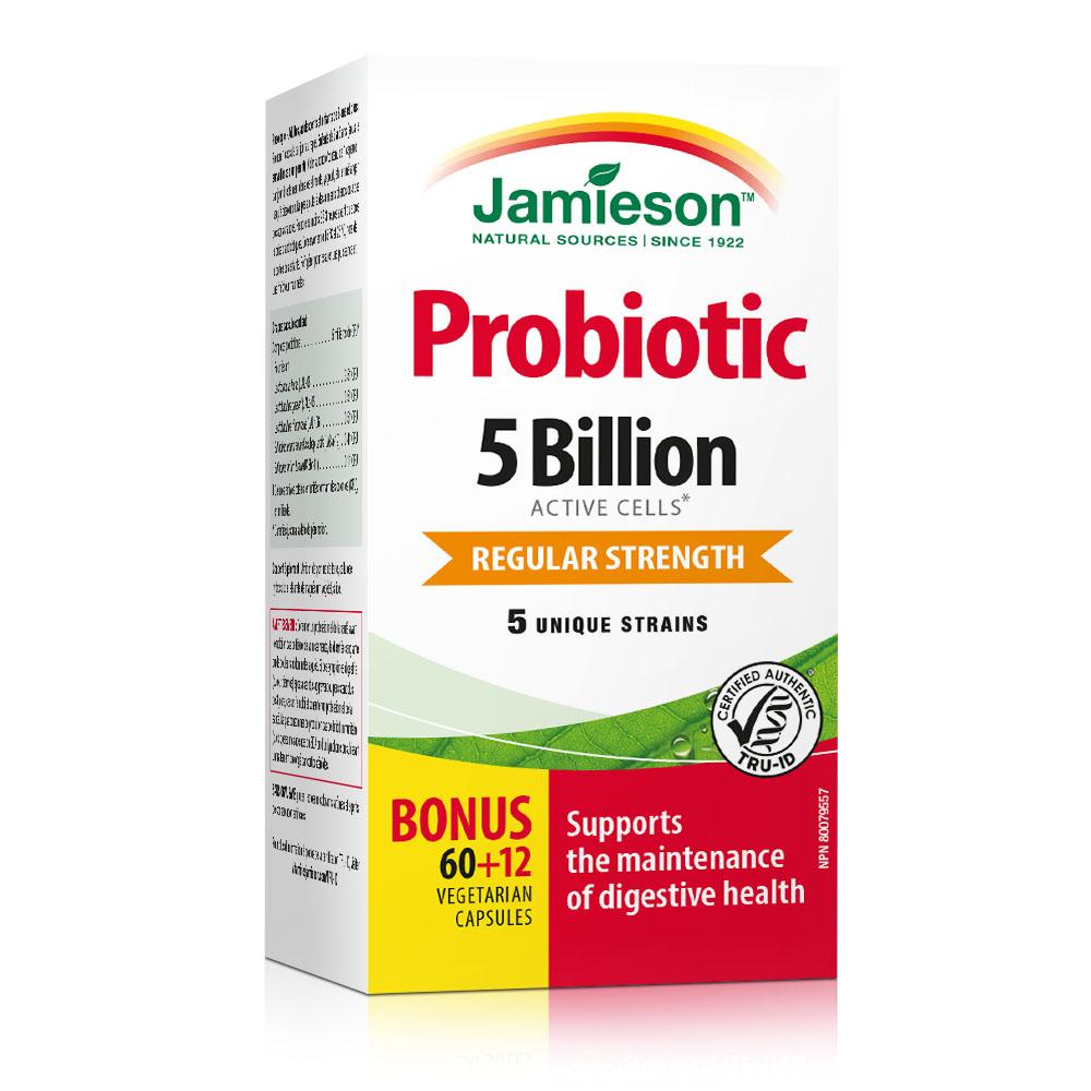 Jamieson Probiotic 5 Billion, 60 + 12 vegetarian caps