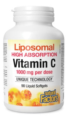 Natural Factors Liposomal Vitamin C 1000mg High Absorption 90 Liquid Softgels