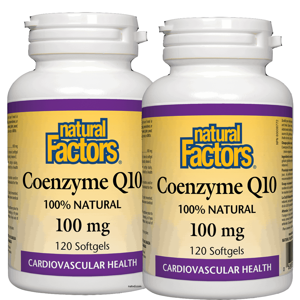 2 x Natural Factors Coenzyme Q10 100mg 120 Softgels Bundle