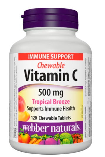 Webber Naturals Vitamin C 500mg Tropical Breeze, 120 Chewable Tablets