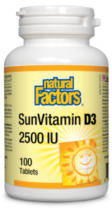 Natural Factors SunVitamin D3 2500IU 100 Tablets