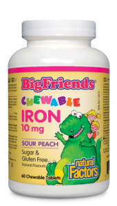 Natural Factors Big Friends Chewable Iron 10mg Sour Peach 60 Chewable Tablets