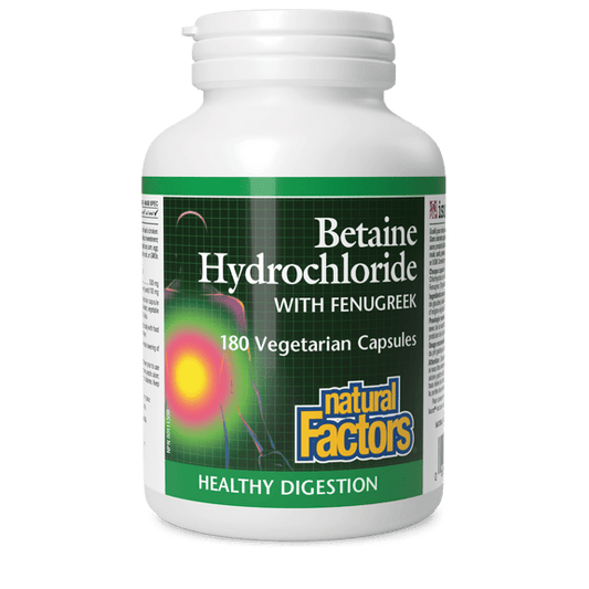 Natural Factors Betaine Hydrochloride with Fenugreek 90 V-Capsules